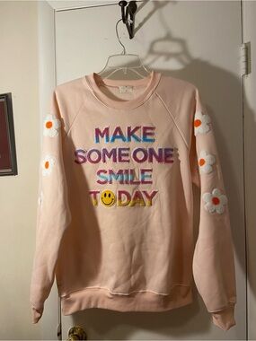 Simply Southern Pink Crewneck Sweatshirt with Daisy Appliqués